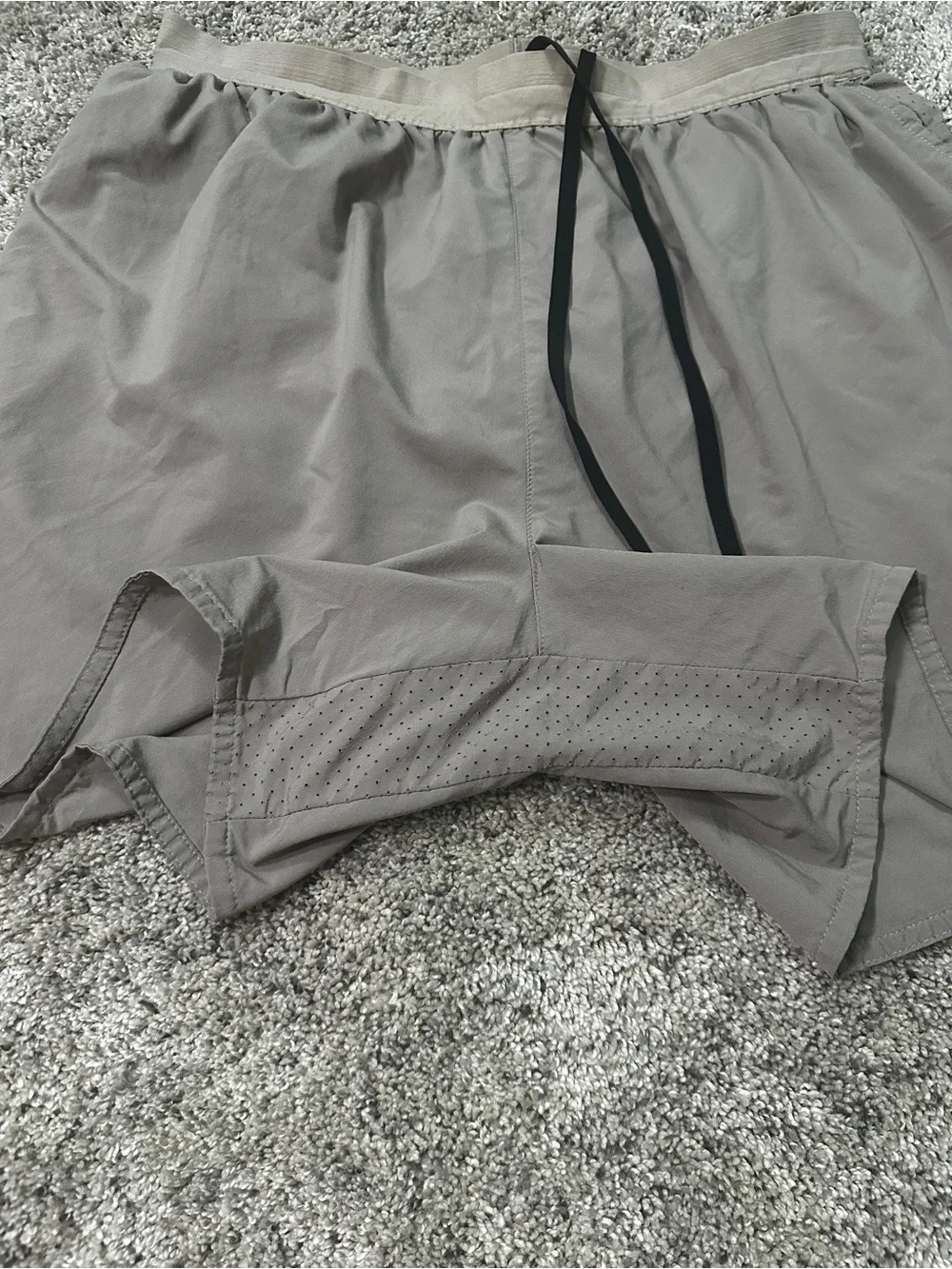 Nike boys Athletic Shorts in Taupe with Black Drawstring
